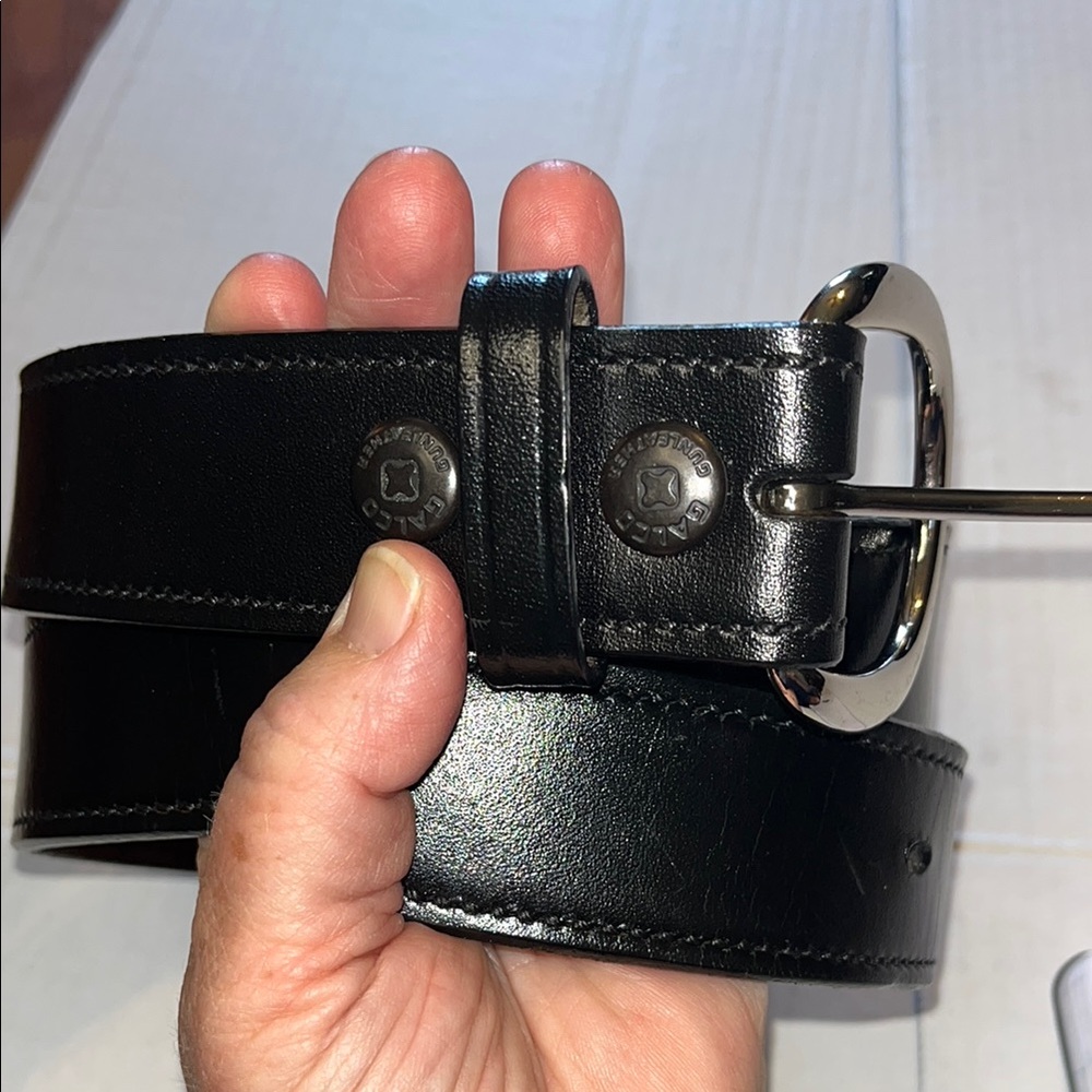 Galco 36B Black Leather Gun Belt, Cop Holster Belt - silver buckle, CSB7
